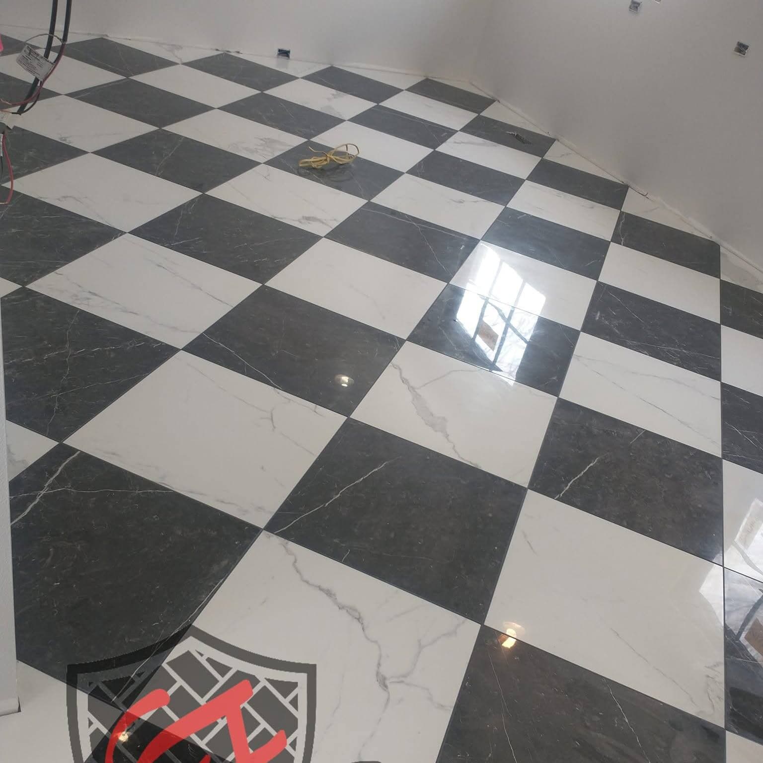 Checkerboard marble floor