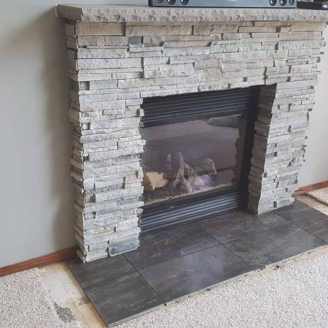 Stone fireplace & hearth