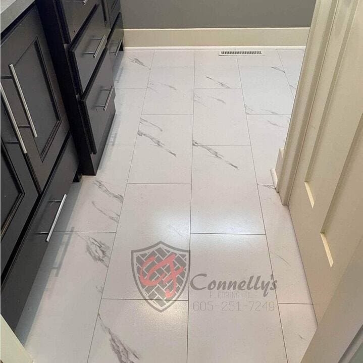 Marble-look tile floor