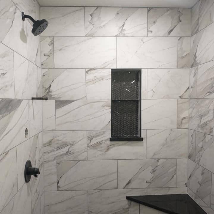 Marble shower with bench
